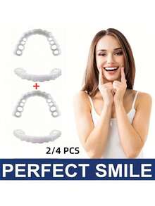 2/4-Piece Upgraded High-Quality Teeth Accessories Are Suitable For Men And Women To Wear Temporarily For Daily/Party Occasions - Square Box-white - View 12