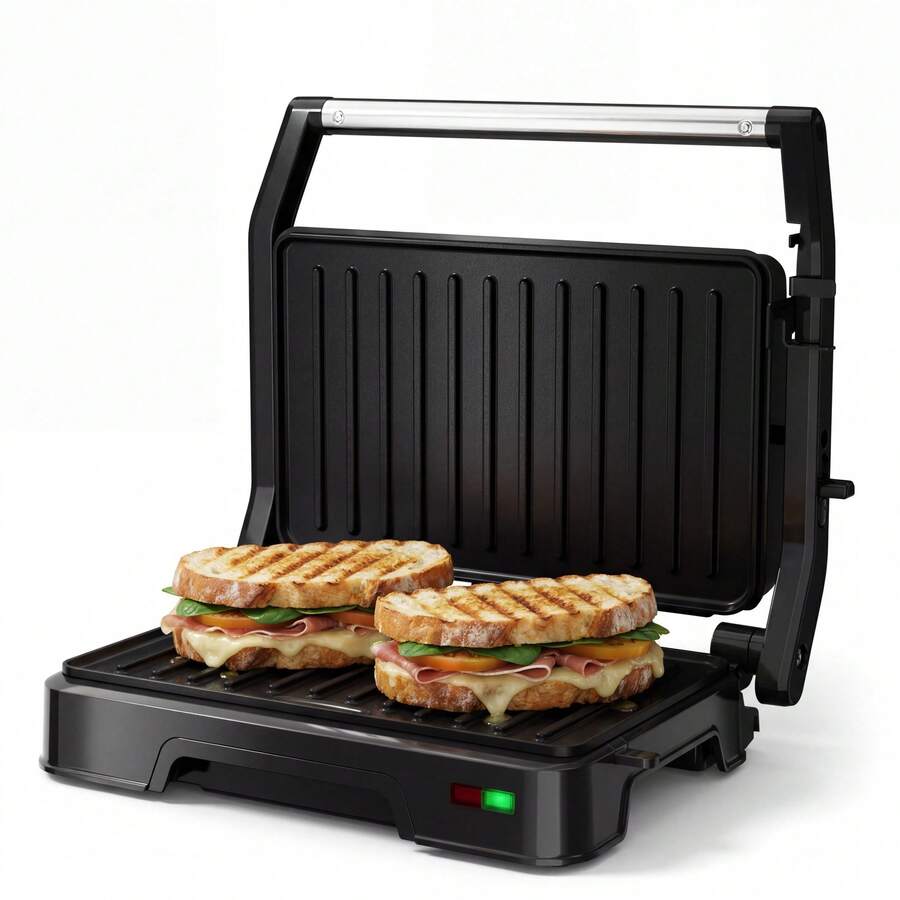 CACHOO Panini Grill Press - 2-Slice, 180° Opening, Non-Stick For Versatile Grilling, Toasting, And Cooking, Easy To Clean, Perfect For Home Kitchens, 850W, 304 Stainless Steel - 美規A型插(110-127V) - 查看 1