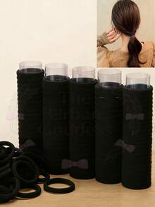 女款彈性加厚無縫髮箍，極簡馬尾髮圈，日常佩戴髮飾，適合化妝、運動、度假，節日禮物，四季皆宜 - 黑色加厚 - 查看 8