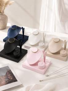 1pc Brushed Finish Jewelry Display Stand, Ring Necklace Earring Combination Jewelry Rack, Jewelry Display Prop, Jewelry Set Display Stand, Jewelry Window Counter Display Rack - Brushed Jewelry Stand - View 3