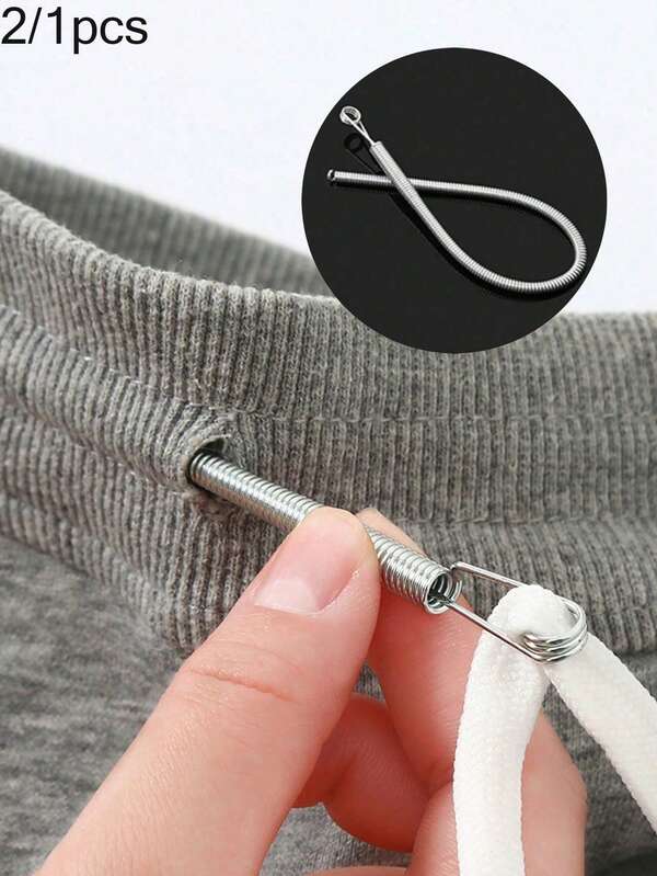 2/1件彈性抽繩更換工具 | 二合一彈性帶插入器，適用於褲子、連帽衫和裙子 | 家庭必備套裝，包含腰帶抽繩工具，免縫DIY助手 | 女性聖誕禮物 (鋼製彈簧，可彎曲導向頭)