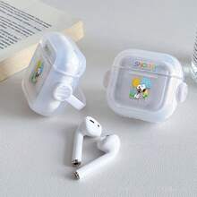 花生史努比花卉太陽AirPods Pro保護殼，可愛復古透明防震殼，附旋轉支架，適用於AirPods 1/2/3/4及Pro/Pro 2代，適合新款AirPods Pro 3，送女友的聖誕襪小禮物 - transparent - 查看 2