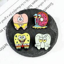 SpongeBob SquarePants SquarePants 1個角色卡通胸針 蝸牛牙齒造型琺瑯針 金屬徽章飾品 背包衣物配件禮物 - 彩色 - 查看 6