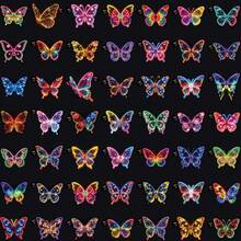 50Pcs Neon Butterfly Sticker Pack, Colorful Neon Line Art Prints Of Butterflies With Floral & Swirl Details, Durable Adhesive Decals Perfect For Tumblers, Backpacks, Scrapbooks & DIY Crafts School Supplies - 7*6*1 - View 7