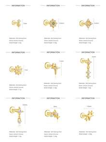 EleRunis 1 pieza de joyería fina de plata de ley 925 con forma de estrella, piercing de cartílago hélix con rosca y base plana, para uso diario, boda, fiesta y compromiso - Dorado - Ver 7