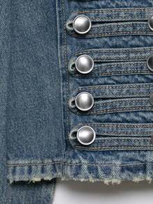 Seelio Spring/Summer New Women's European And American Style Fashion Minimalist Versatile Slim Fit Denim Jacket - Light Blue - View 8
