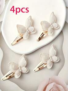 4pcs Random 3D Butterfly Hair Clips, Sweet Realistic Butterfly Hair Accessories - Multicolor - View 2