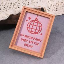 1pc Pink Disco Fridge Magnet, Wooden Photo Frame Refrigerator Magnet, Home Decor, Fun Gift! - one-size - View 4