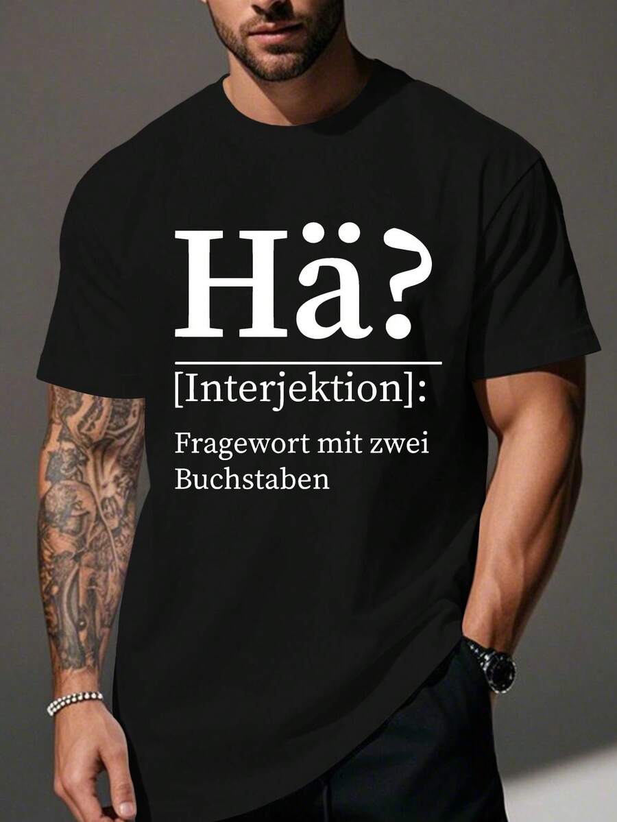 Camiseta plisada alemana divertida para hombre de talla - Negro - Ver 1