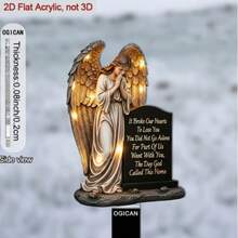 2D Flat Acrylic Praying Angel Stake, Waterproof And Scratch-Resistant, Cemetery Tombstone Memorial Decoration - L - View 3