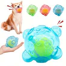 1pc Blue Green Pink Transparent High Elastic Dog Toy Ball With Built-In Tennis Ball Squeaker, Durable Bite-Resistant Interactive Pet Play Toy - Multicolor - View 14