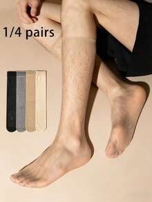 1/4 Pair Men's Multi-Color Non-Slip Bottom Mid-Calf Socks, Business Formal Wear, Breathable Office Commute Socks, All Season - Multicolor - View 2