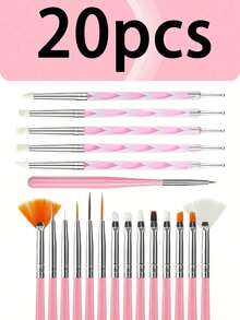 80-Piece Pink Series Nail Tool Set, 48-Grid Reusable Nail Clay, 10 Nail Stands + 2 Clear Bases, 15 Nail Brushes + 5 Dotting Pens, For Displaying And Practicing Nail Tips, Magnetic False Nail Stands, For Displaying And Practicing Professional Nails, W - Apricot - View 15