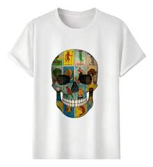 Muscle Freaks Skull Lottery Style T-Shirt - White - View 1
