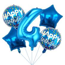 5pcs 32" Blue Number Balloon And 18" Star Round Foil Balloon Set, Suitable For Children And Adults, Birthday, Wedding, Anniversary Celebration Decoration - View 10