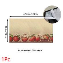 1pc, Home Decor, Red Apple Theme Pattern Printed Table Skirt, Kitchen Small Curtain, Kitchen Cabinet Cover, With Curtain Holes, Easy To Hang, Rectangular, Machine Woven, Machine Washable, Kitchen Decoration And Accessories, Perfect For Kitchen Cabinets And Home Decor - Multicolor - View 15