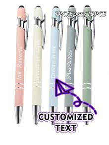 Stylos bille en aluminium personnalisés de couleur neutre Morandi, cadeau de vacances personnalisé, convient pour les fournitures scolaires de retour à l'école pendant l'année scolaire, et stylos personnalisés pour les cadeaux d'enseignants et les prix d'entreprise pour la Fête des enseignants - Multicolore - Voir 12