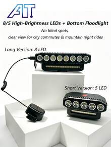 1 pieza Luz de bicicleta recargable 8LED/5LED con luz alta/baja, Bocina y luz 2 en 1 8LED, Luz de bicicleta potente y brillante para montar de noche, Luz LED frontal de alta luminosidad para bicicleta de montaña, Herramienta de equipo de ciclismo multifuncional para exteriores (5LED sin función de bocina) - Multicolor - Ver 2