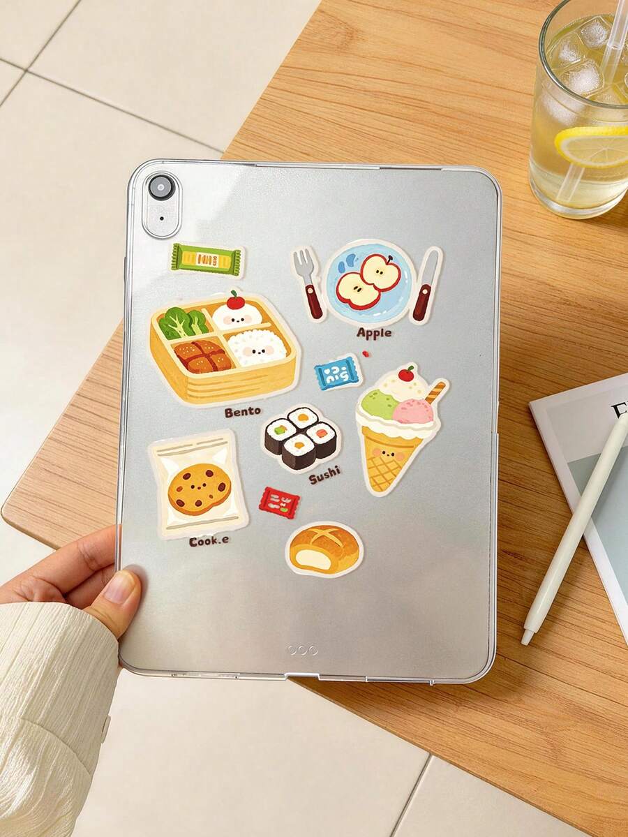 1個 TPU 軟殼冰淇淋便當圖案彩繪平板保護殼,相容 iPad 10.2/10.5/Air4/Air5/10.9/Pro 11"/10代/Air 11-In.(M2)-2024/Pro11-In.(M4)-2024/Air 11-Inch (M3) 2025/(A16) 11 Inch 11代 2025/Air7(M3)2025 (11-Inch)/Air 8(M4)2026(11-Inch)/Mini1/2/3/Mini4/Mini5/Mini6/Mini7/Air/Air2/9.7/Galaxy Tab A7 10.4 Inch/A8,可愛趣味 TPU 透明單殼保護套,無筆槽,筆僅供展示不含在內,輕巧超薄軟殼 - 彩色 - 查看 1