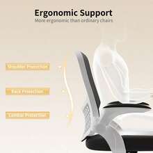 Ergonomic Mesh Office Chair With Flip Armrests And Lumbar Support - Black & White-premium - View 6