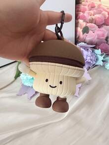 1 túi mini đựng tai nghe/ví đựng tiền xu/móc treo chìa khóa/phụ kiện treo ba lô hình nấm hương dễ thương series rau củ - ví đựng tiền xu - Xem 8