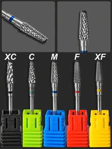 1/2/4/5件/盒 專業級鎢鋼錐形碳化鋼美甲鑽頭 電動磨甲機磨頭 磨甲锉 拋光 釘甲美甲設備配件 - 彩色 - 查看 1