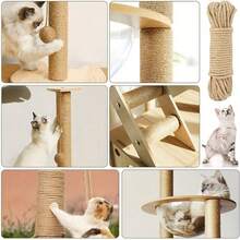 10M Natural Jute Rope Cat Scratching Post - Sturdy And Durable, Long-Lasting And Engaging Cat Scratch Pad, Ideal For Protecting Furniture And Outdoor Fun, Light Yellow, Indoor Cat Scratching Board - 4mm*10m - View 7