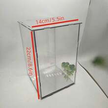壓克力展示盒，厚透明壓克力 + 鏡面底座，適用於模型/禮物/積木/包包/娃娃(請參考圖片尺寸) - 黑底+鏡面 - 查看 10