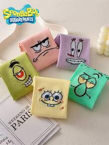 SpongeBob SquarePants 1/3/5/10雙女款趣味新穎卡通印花短襪，透氣吸濕中筒襪，適合夏季日常穿著 - 彩色 - 查看 1
