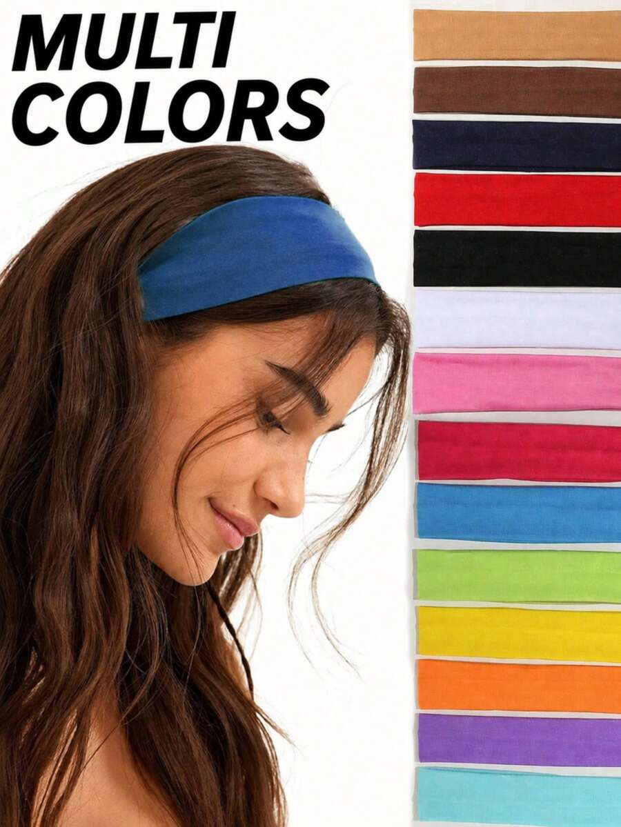 1-20入女款時尚運動髮帶,防滑髮帶,多色,運動風,彈性吸汗;瑜珈、髮飾,隨機款,防滑時尚運動髮圈,柔軟布料彈性髮帶適用於健身、瑜珈、跑步 - 彩色 - 查看 1