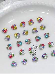 10PCS Random Mixed Summer Candy Color Rhinestone Finished Nail Gem Beads, Super Shiny Rhinestone Nail Decor, Nail Art Alloy Base Inlaid Fresh And Simple Glass Material Rhinestone Nail Accessories - Multicolor - View 2