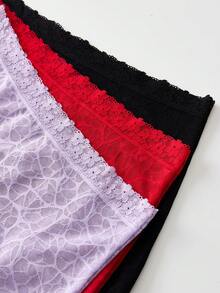 3件組女款蕾絲拼接內褲，簡約浪漫法式風格內衣 - 彩色 - 查看 5