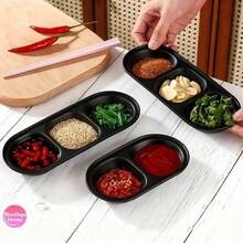 2/8pcs,Plastic Sauce Dishes With 2 Or 3 Compartments, Korean BBQ Sauce Tray, Japanese Sushi Soy Sauce And Wasabi Dish. Suitable For Serving Sushi, Soy Sauce, Vinegar, Salad Dressing, Dipping Sauces, Barbecue Sauce, Appetizers, Etc. Kitchenware - Black - View 4