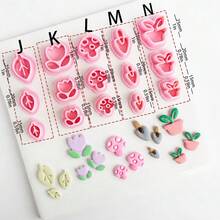 3/42 piezas Mini Cortadores de Arcilla Natural de Primavera, Moldes de Arcilla Polimérica para Joyería Floral/Insecto, Herramientas de Manualidades DIY para Pendientes de Naturaleza Boho - Rosa - Ver 5
