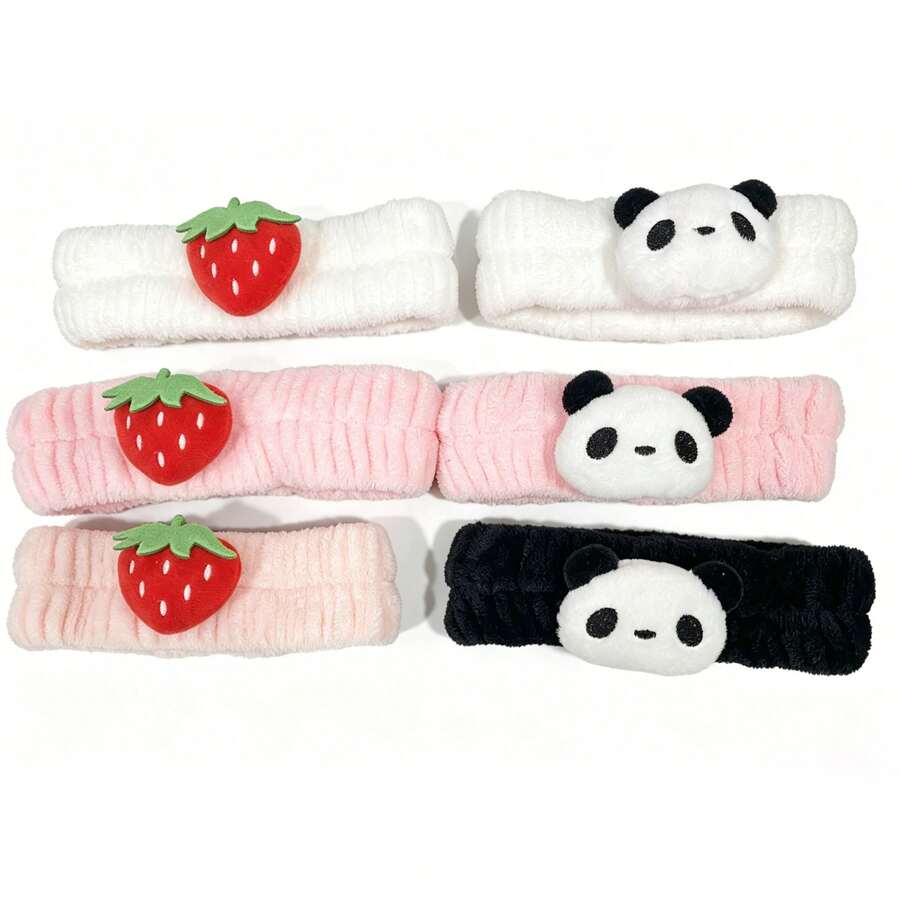 6 chiếc băng đô tóc gấu trúc 3D dễ thương, băng đô mềm đa năng cho nữ, phù hợp để rửa mặt mà không làm ướt tóc - Nhiều màu - Xem 1