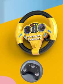 1pc Children's Blue & Yellow Rear Seat Driving Simulation Car Back Seat Music Multi-Function Rotating Steering Wheel (Battery Not Included) - Multicolor - View 9