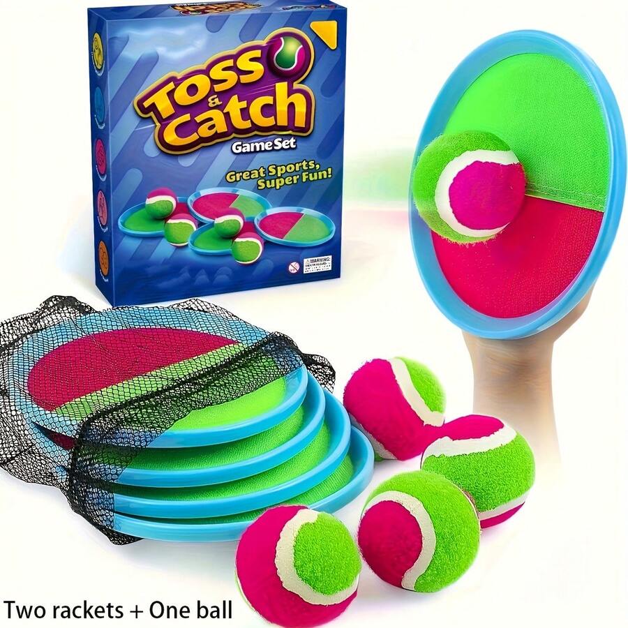Outdoor Sports Ball Toy, Catch And Throw Ball Game, Outdoor Sports Racket, Palm Ball, Yard Holiday Party Game Toy, Outdoor Interactive Sticky Ball Throwing Game Toy, Backyard Beach Toy, Suitable For Adults/Families As Easter Gift - Multicolor - View 1