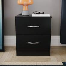 Home Discount Vida Designs Riano 2 Drawer Bedside Chest Cabinet Table Nightstand Bedroom Furniture Silver Handles Display Storage Unit - Black - Black - View 3