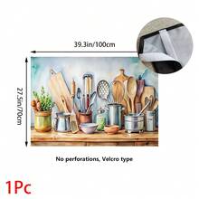 1 pieza, Decoración del hogar, Falda de mesa con estampado de cocina, Cortina pequeña de cocina, Cortina de cubierta de gabinete de cocina, Con agujeros para cortina, Fácil de colgar, Rectangular, Tejido a máquina, Lavable a máquina, Decoración y accesorios de cocina, Perfecto para gabinetes de cocina y decoración del hogar - Multicolor - Ver 13