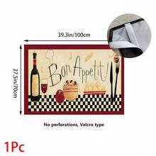 1pc, Home Decor, Food Theme Pattern Printed Table Skirt, Kitchen Small Curtain, Kitchen Cabinet Cover, With Curtain Holes, Easy To Hang, Rectangular, Machine Woven, Machine Washable, Kitchen Decoration And Accessories, Perfect For Kitchen Cabinets And Home Decor - Multicolor - View 12