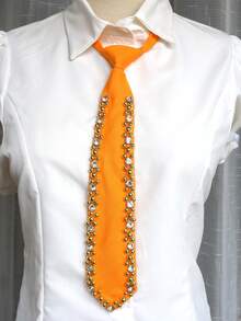 1 pieza Corbata con pedrería multicolor, accesorio para actuaciones en el escenario, corbata preanudada unisex - Multicolor - Ver 19