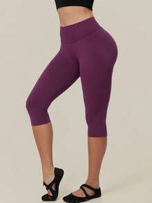 TimeOff Women's 1pc Solid Color Tummy Control Butt Lifting Slimming Sports Mid-Length Shorts - Purple - View 5