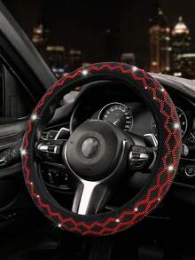 Bling Rhinestone Steering Wheel Cover - Elastic No Inner Ring Design With Plush Lining, Anti-Slip & Universal Fit For Cars, SUVs, Trucks - Fashionable Car Interior Accessory - A - View 14