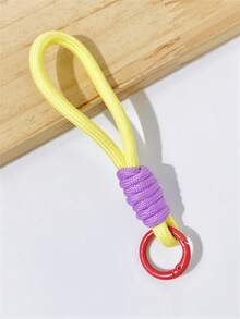 1pc/3pcs/5pcs/10pcs Colorful Handmade Braided Rope Keychain, Backpack Charm, Anti-Loss Key Ring Phone Accessory Polyester Short Rope Pendant Phone Case Key Chain - Colorblock Weaving - View 9