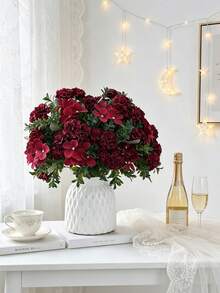 1pc Artificial Silk Peony Bouquet Fake Carnation Faux Plant, Suitable For Spring And Autumn Decoration, Wedding Vase, Home, Room, Restaurant, Bedroom, Bathroom Decor, Mother's Day Gift, Holiday Birthday Party, Outdoor Garden Decoration - Red - View 9