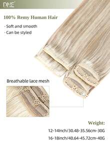 DNE HAIR 4Pcs Clip In Human Hair Extensions 8 Clips Double Weft Invisible Design P76/613# Highlighted Light Blonde And Blonde Real Human Hair 12-18 Inch Durable & Anti-Shedding Soft Thick Texture Suitable For Full Head Wear Daily Wear Holiday & Seasonal - S18/613 - View 2