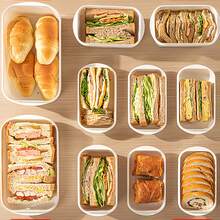 5pcs/1pc Portable Sandwich Box With Lid, Reusable Bread Container For School Lunch, Toast Storage Box For Picnic & Office, Stackable Food Organizer Case, Minimalist White Sandwich Holder , Minimalist Kitchen Storage Bin For Ramen, Dumpling & Bacon - View 6