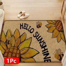 1 pieza, Decoración del hogar, Estampado de patrón de girasol, Alfombra de cocina de lino, Tapete de cocina, Tapete de piso, Tapete de baño, Tapete de puerta, Impresión 3D rectangular, Apto para sala de estar, dormitorio, pasillo, baño, lavandería - Alfombra de poliéster, Apto para decoración del hogar interior y exterior - Multicolor - Ver 13