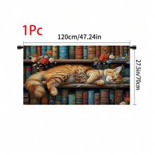 1pc, Home Decor, Cat Pattern Printed Table Skirt, Kitchen Small Curtain, Kitchen Cabinet Cover, With Curtain Holes, Easy To Hang, Rectangular, Machine Woven, Machine Washable, Kitchen Decoration And Accessories, Perfect For Kitchen Cabinets And Home Decor - Multicolor - View 17