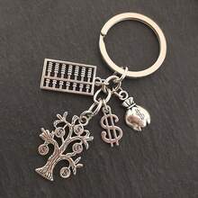 1pc Fashion 2D Abacus Money Tree Keychain, Zinc Alloy DIY Creative Exquisite Backpack Car Hanging Ornament, Unisex Holiday Gift For Friends, Blessing Commemorative Gift - Silver - View 3